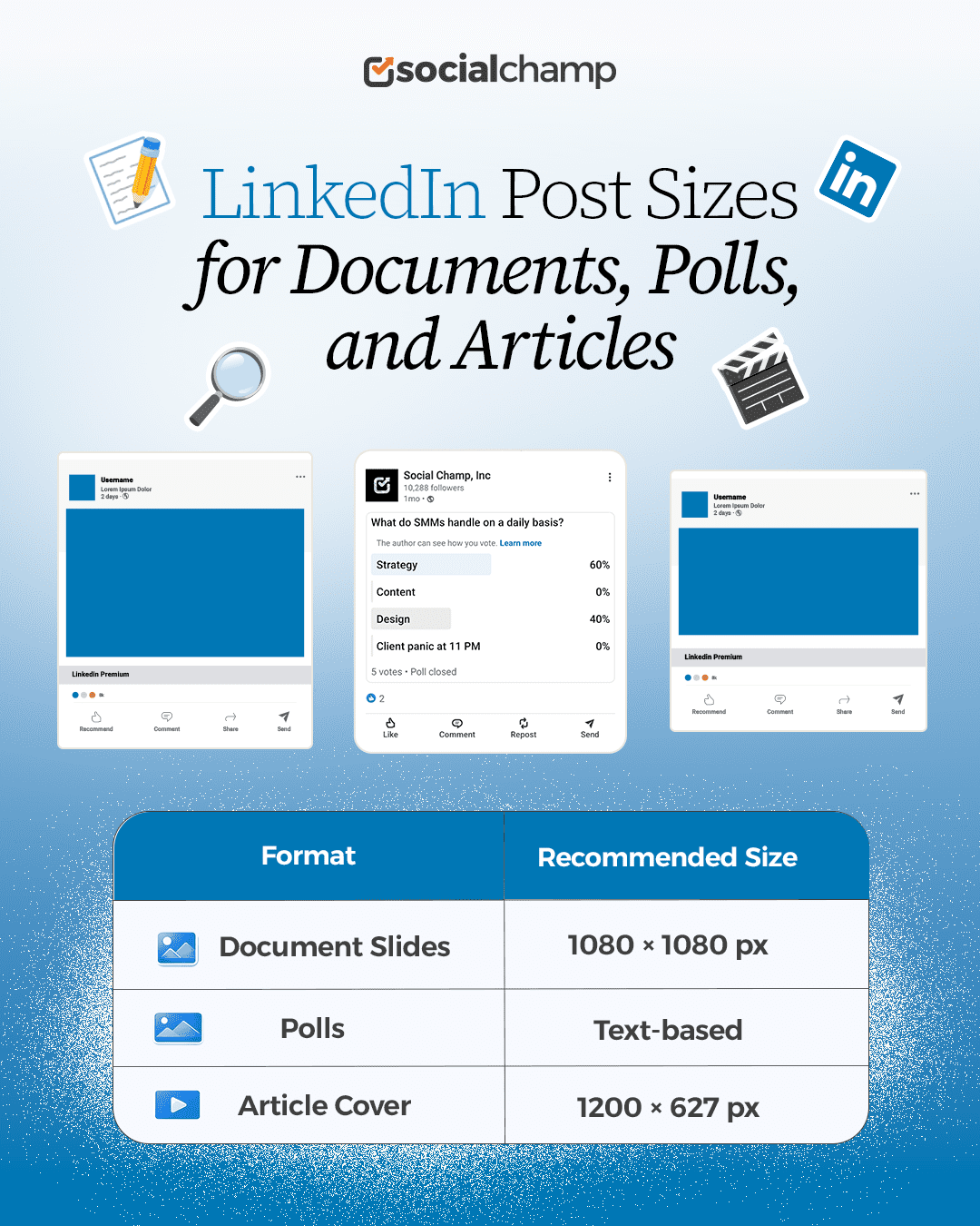 Recommended LinkedIn Post Sizes for Documents, Polls, and Articles