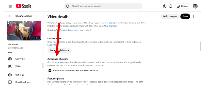 Select Automatic Chapters