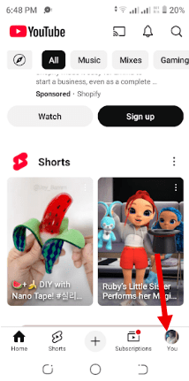 Tap on Your YouTube Profile