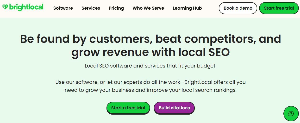 BrightLocal's Landing Page