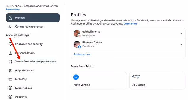 Select Your Information and Permissions