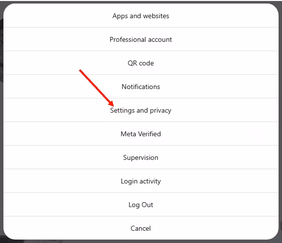Click Settings and Privacy