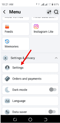 Scroll to Settings