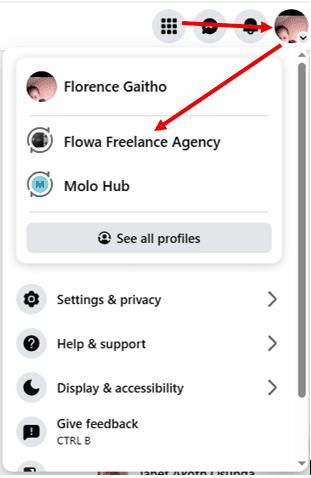 Switch to Your Facebook Page