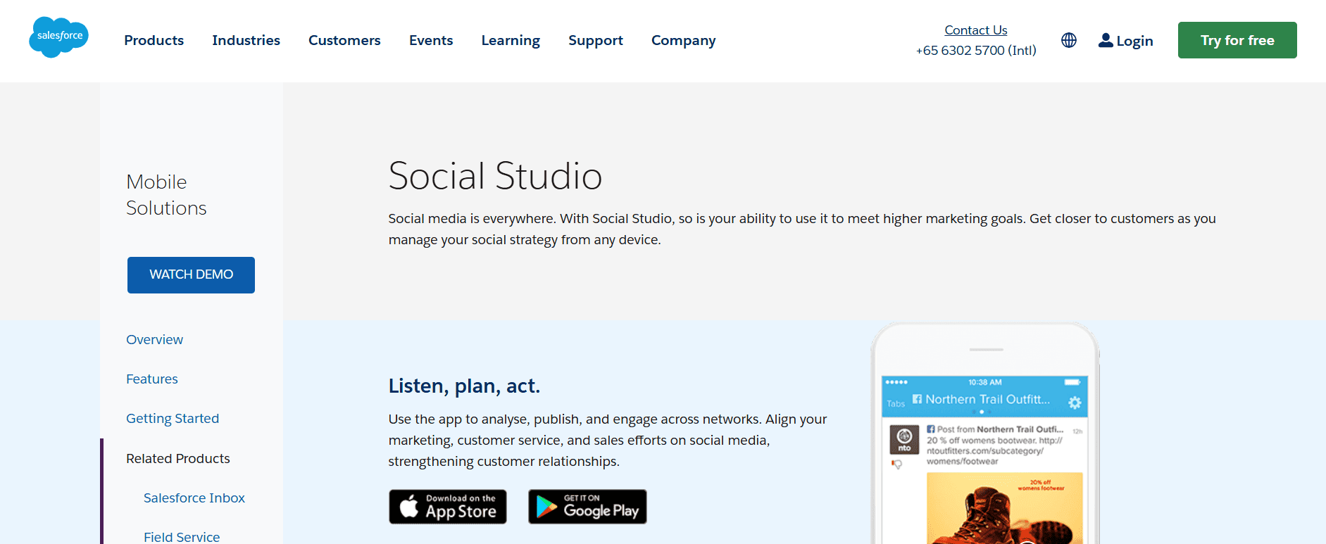 Salesforce Social Studio's Webpage