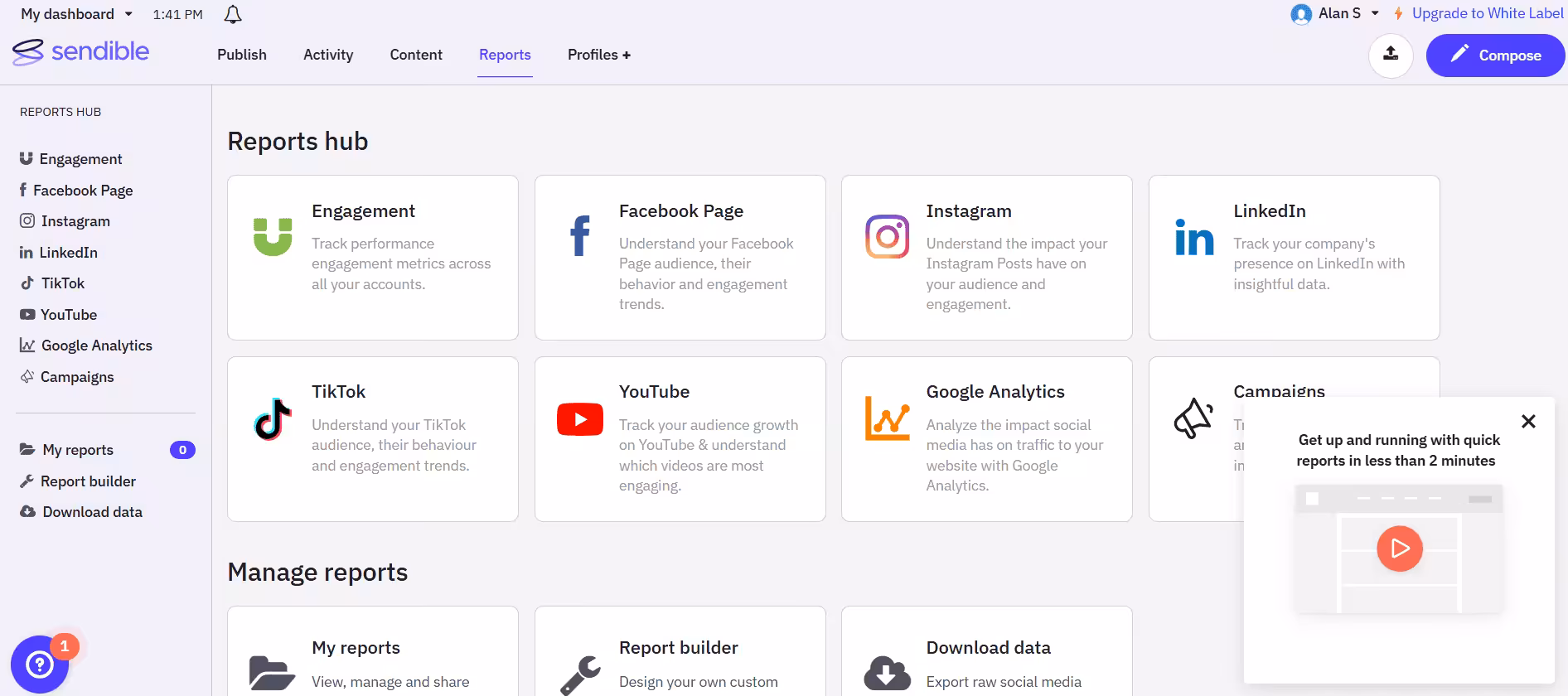 Sendible's Dashboard