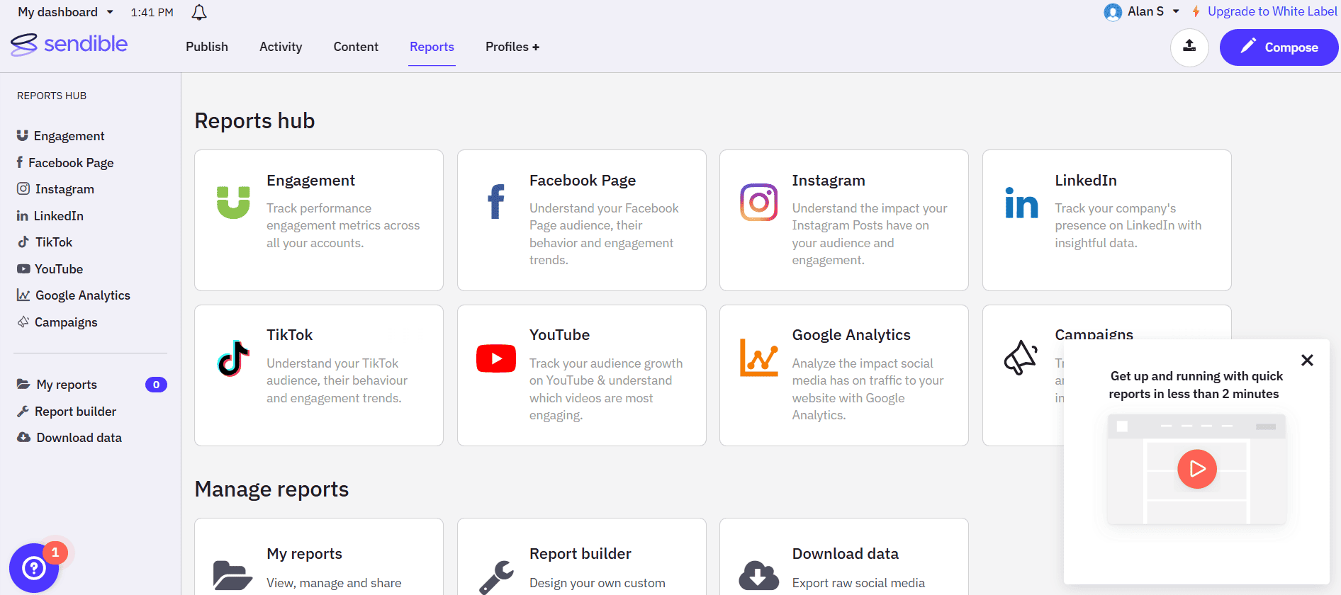 Sendible's Dashboard