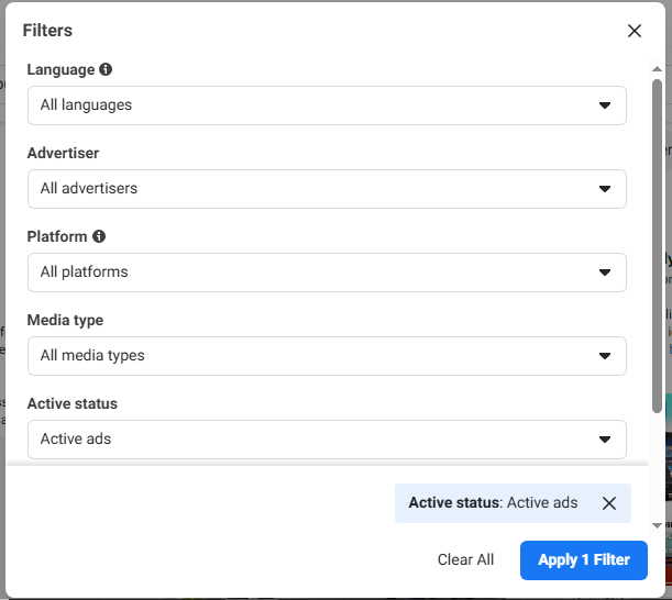 How to See Competitors’ Facebook Ads (and Learn From Them) 8 Apply Filters