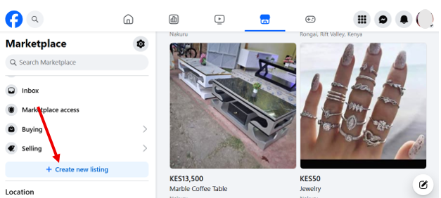 Create New Listing Button