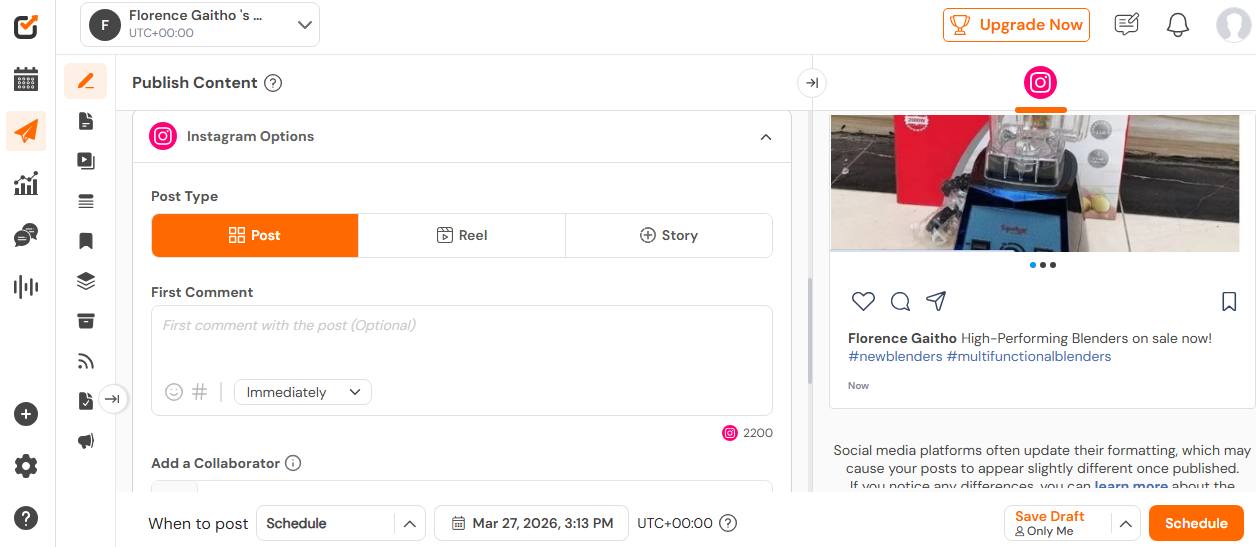 Social Champ’s Dashboard for Instagram