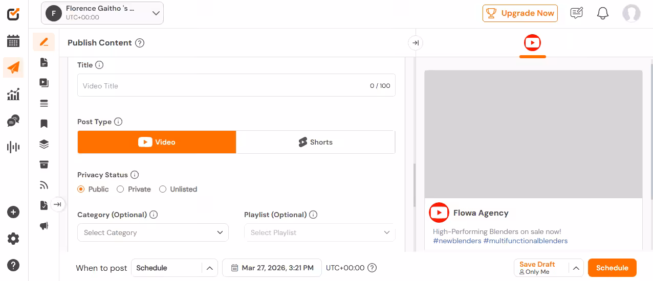 Social Champ’s Dashboard for YouTube