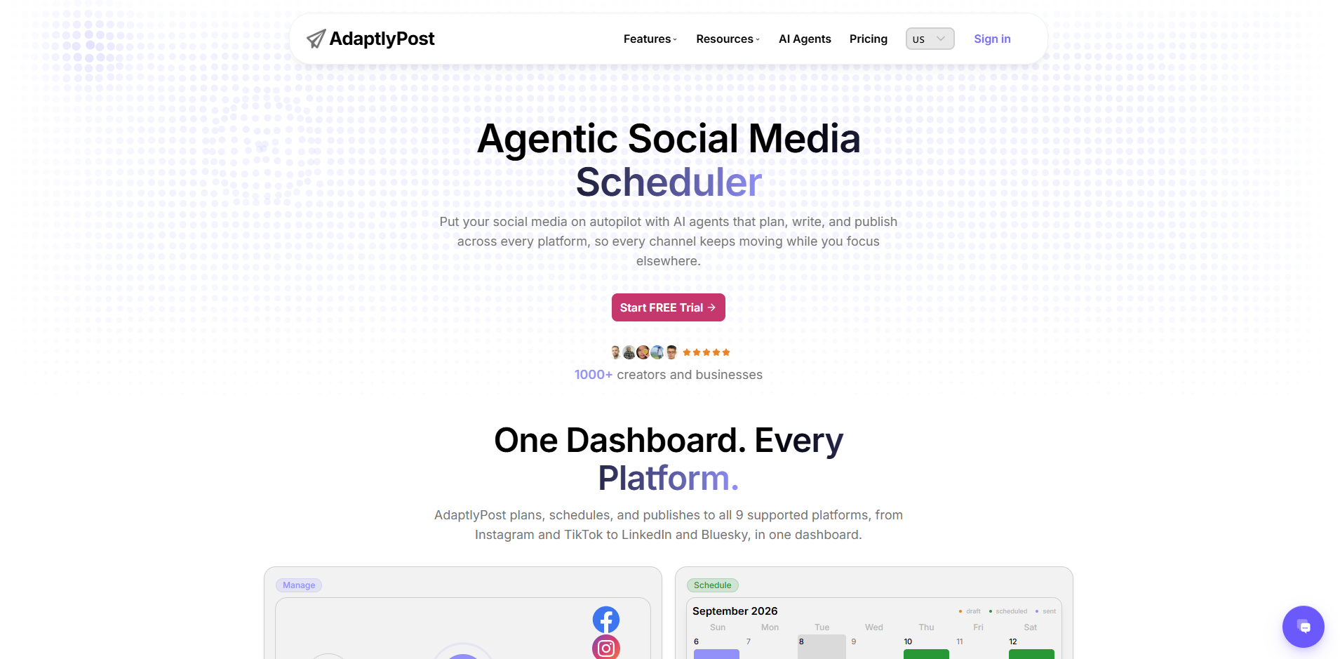12 Best Social Media Cross-Posting Tools to Save Time and Grow Faster in 2026 3 AdaptlyPost Dashboard