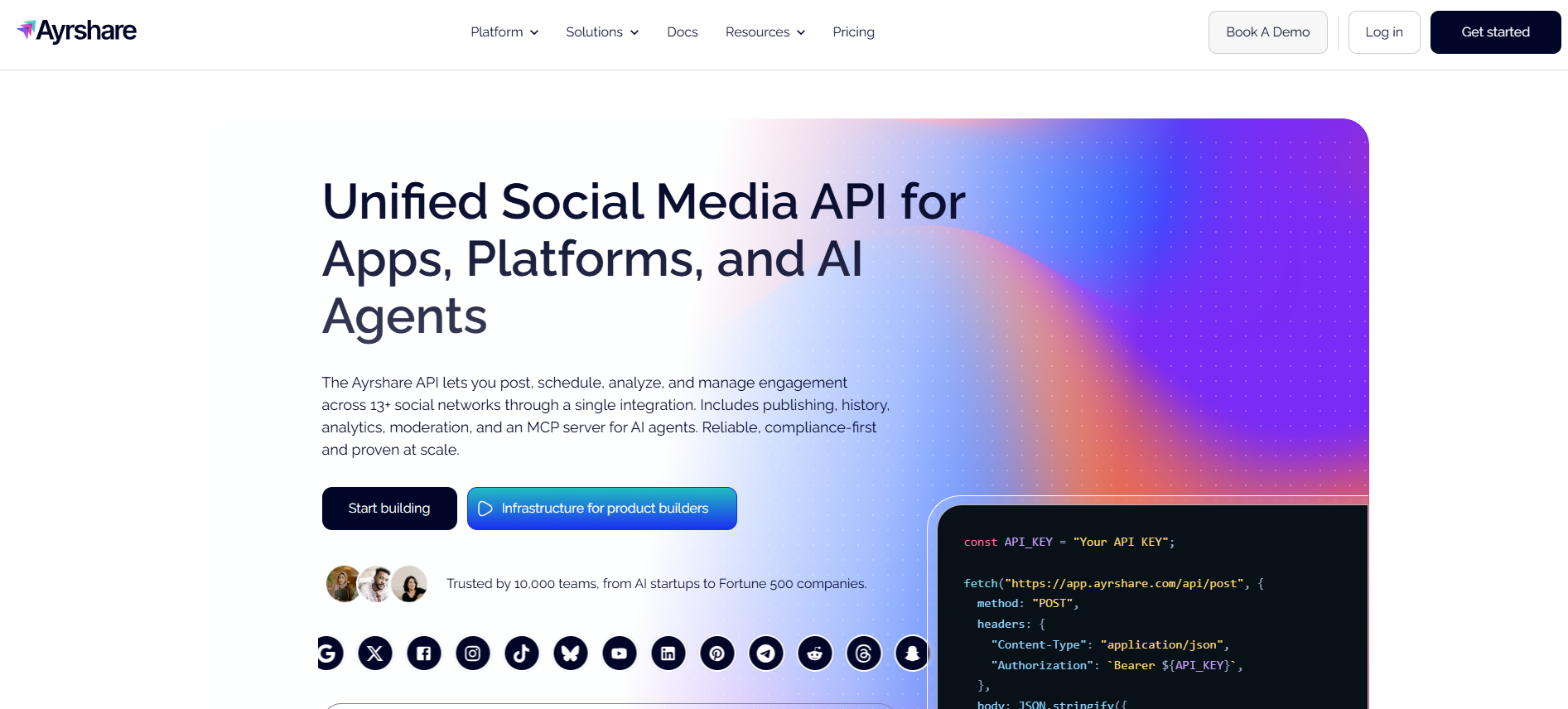 Ayrshare's Homepage