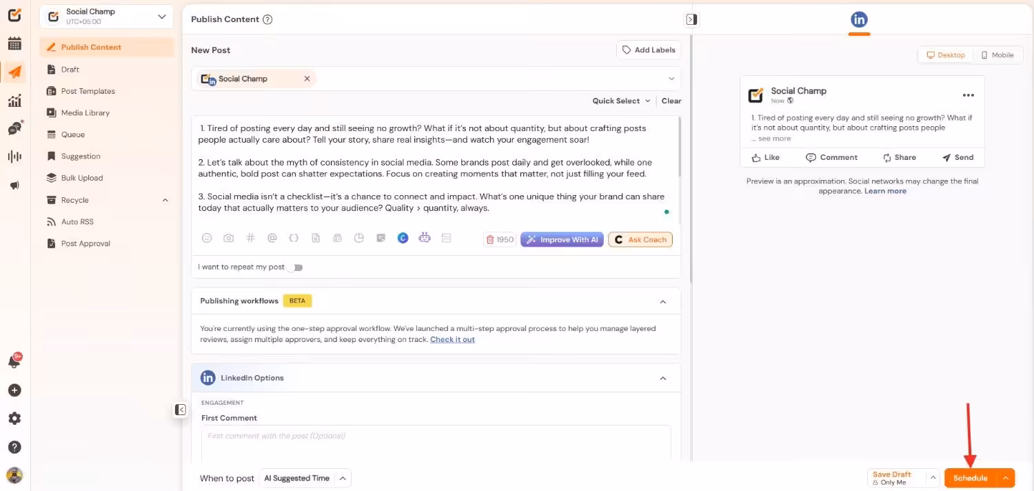 Smart Scheduling: Boost Engagement With AI-Powered Publishing 6 Schedule Your Post