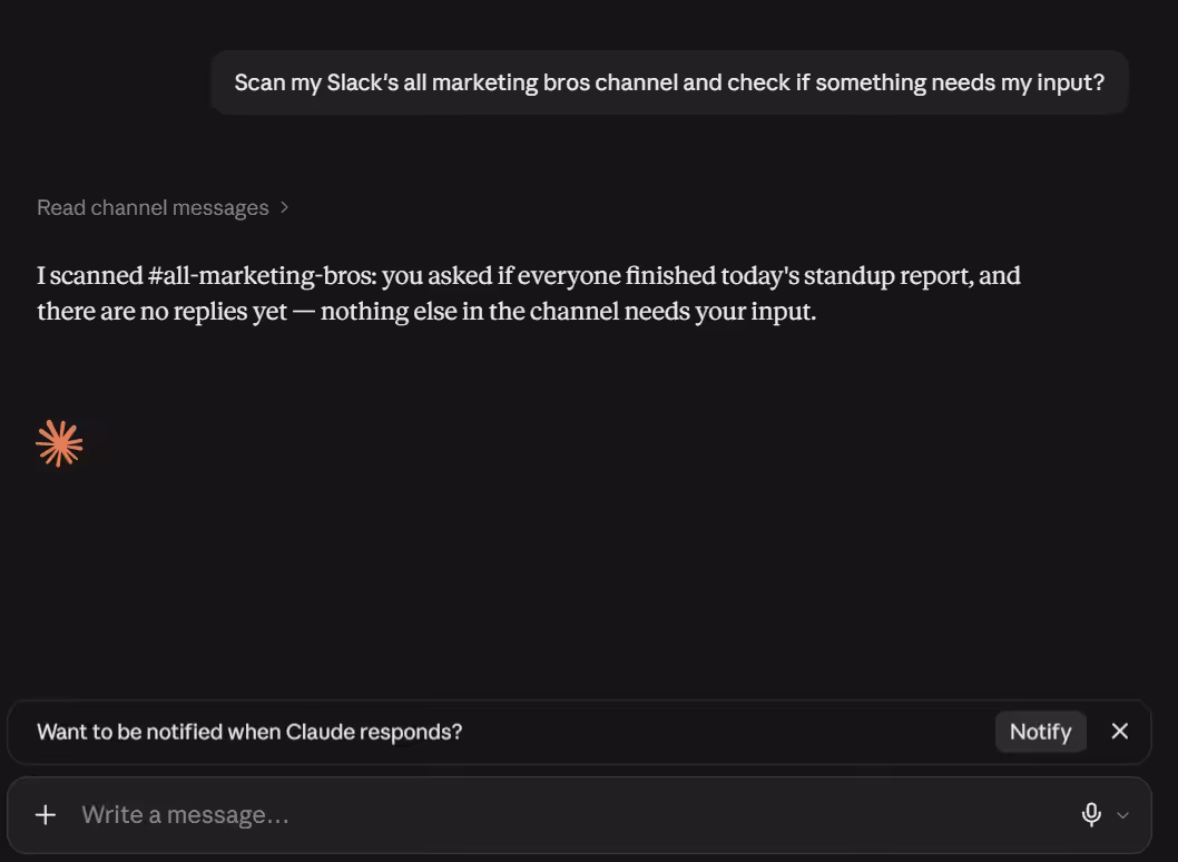 Best MCP Servers: My 9-Tool Stack for Social Media Creators 7 Claude Scanning the Slack Channels