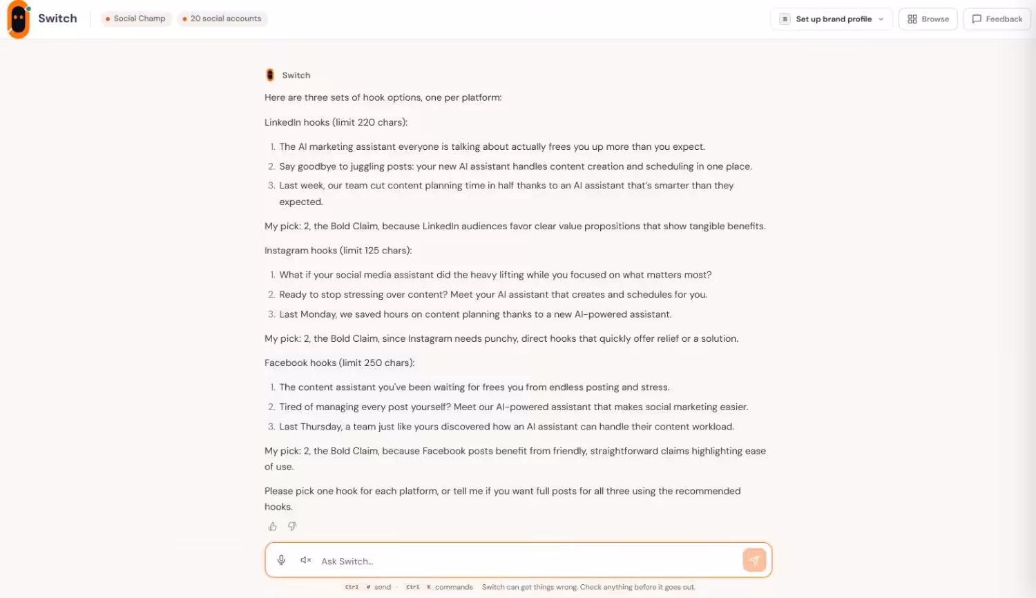 Switch Creating Branded Social Content