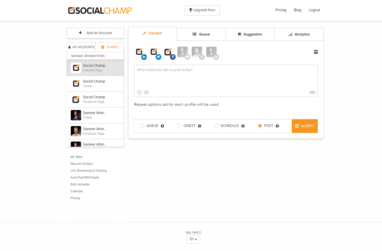 social profiles - coupon code
