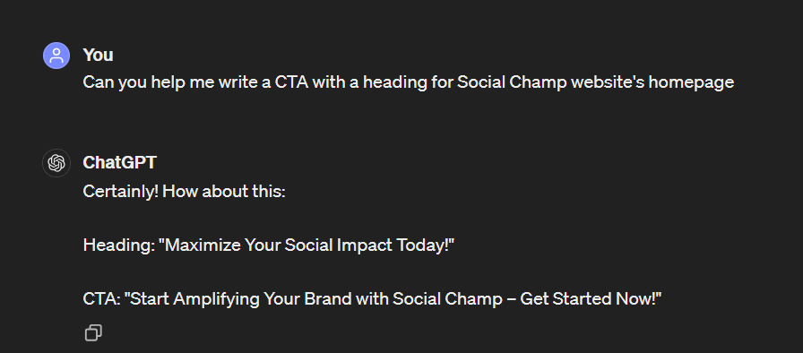 AI Copywriting Example 3