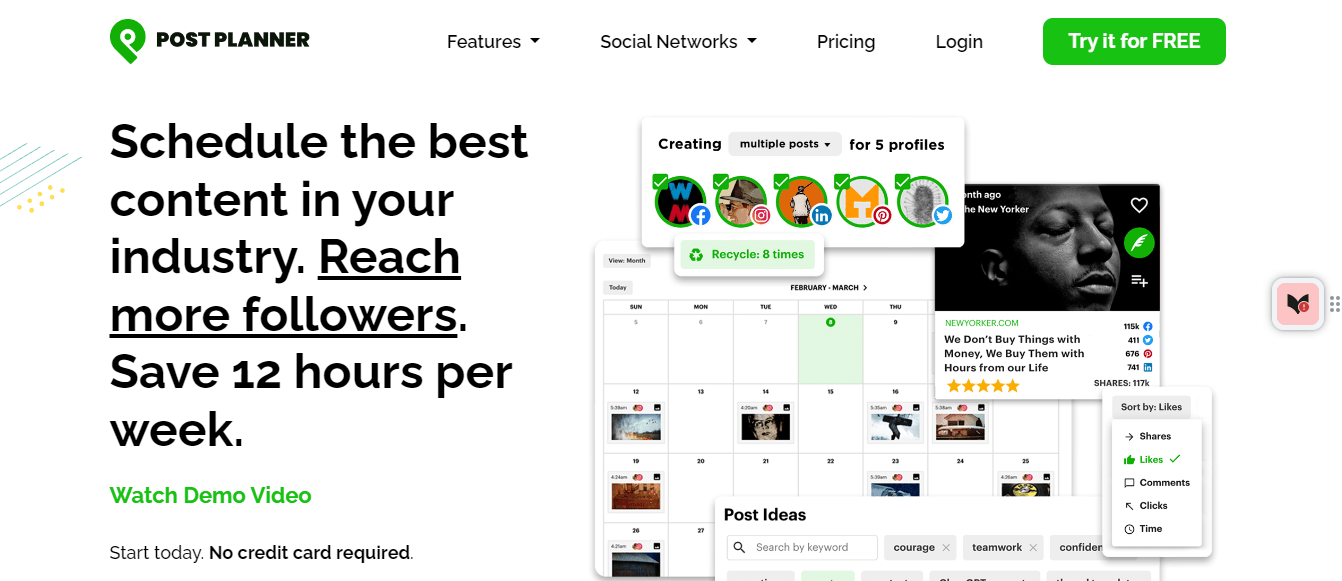 Post Planner landing page