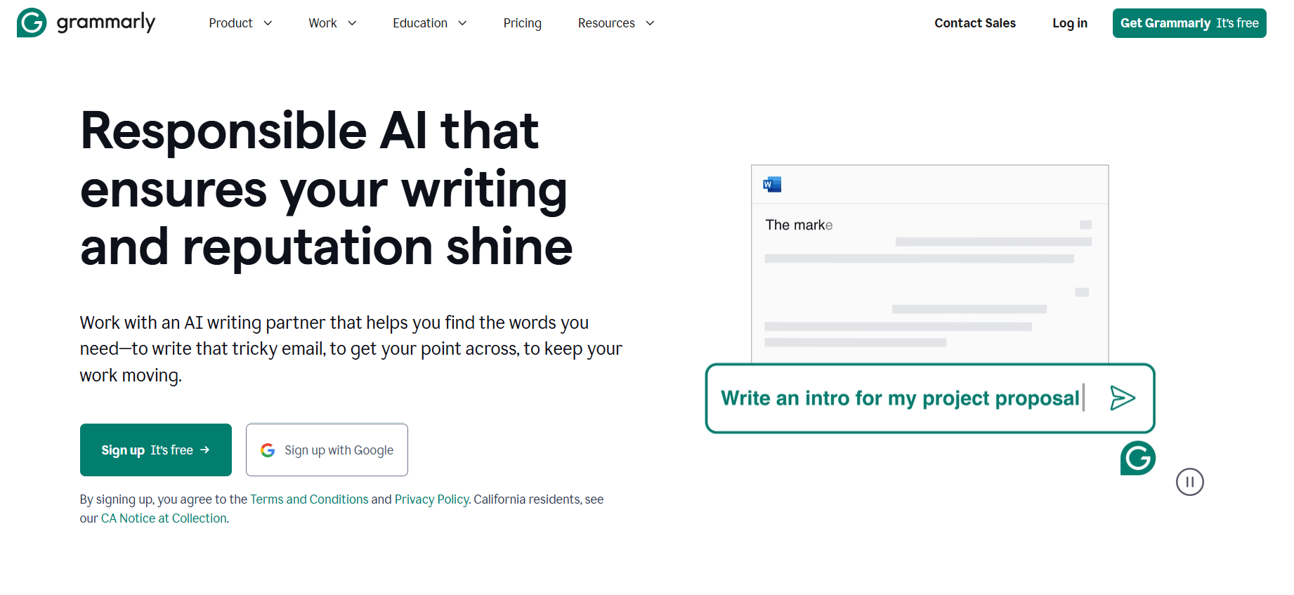 Grammarly Writing Assistant Interface