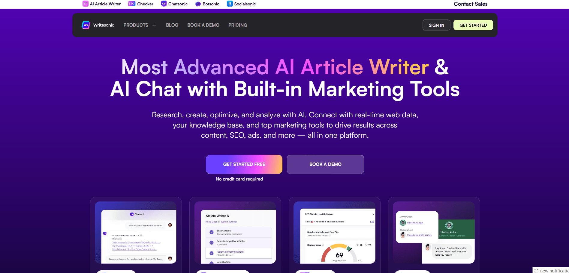 Writesonic Content Creation Interface