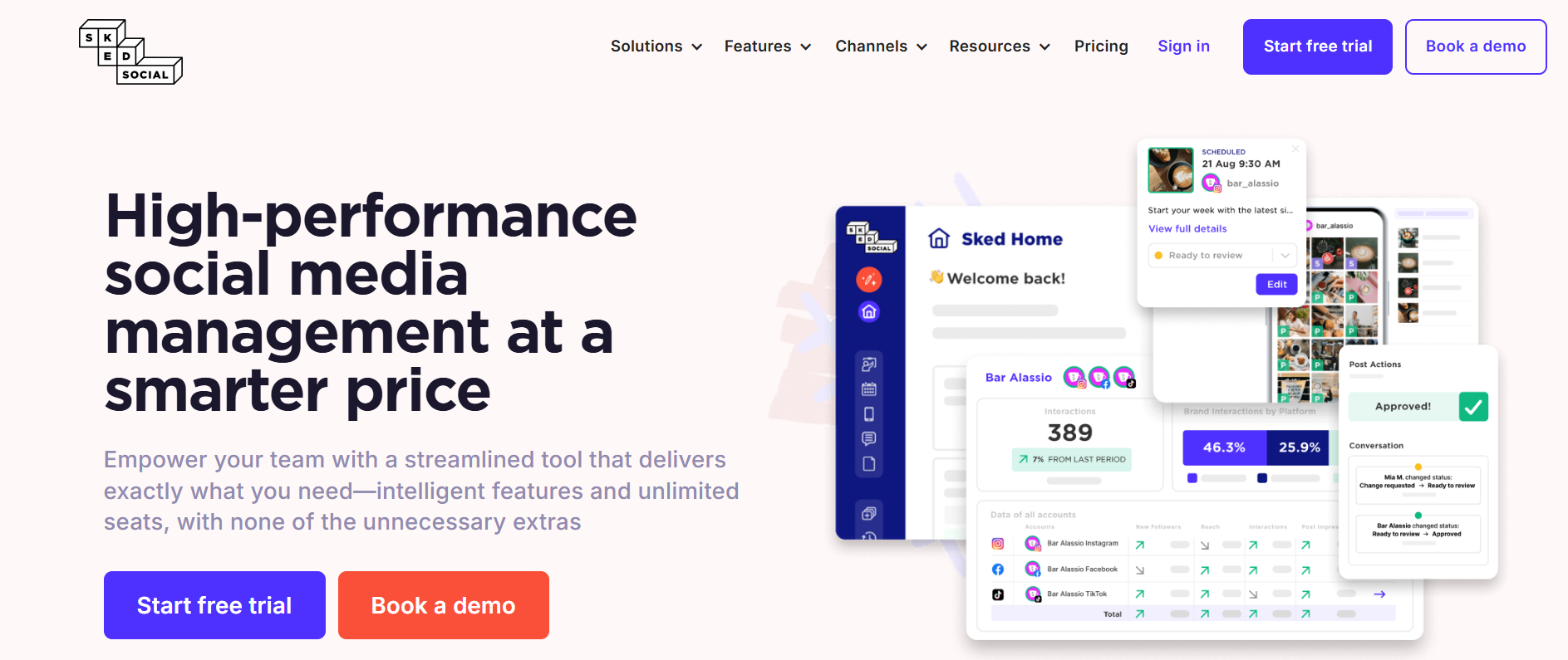 SKED SOCIAL's Landing Page