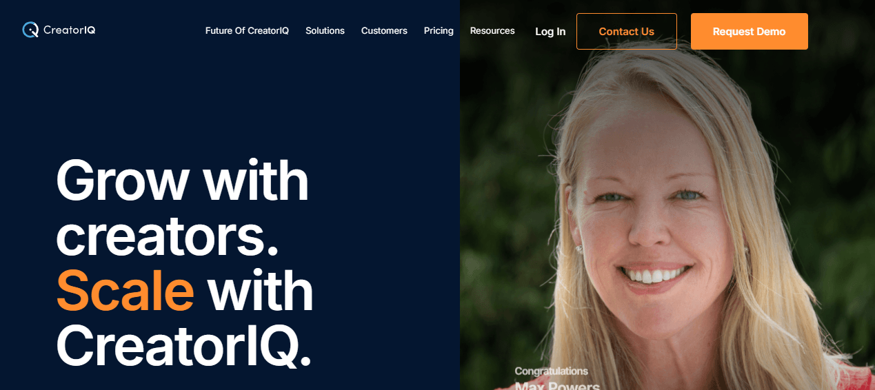 CreatorIQ's Landing Page