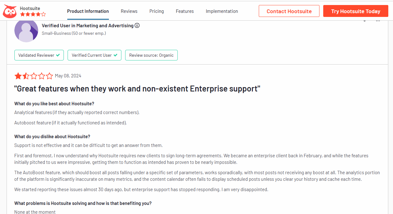 A Hootsuite Review on G2