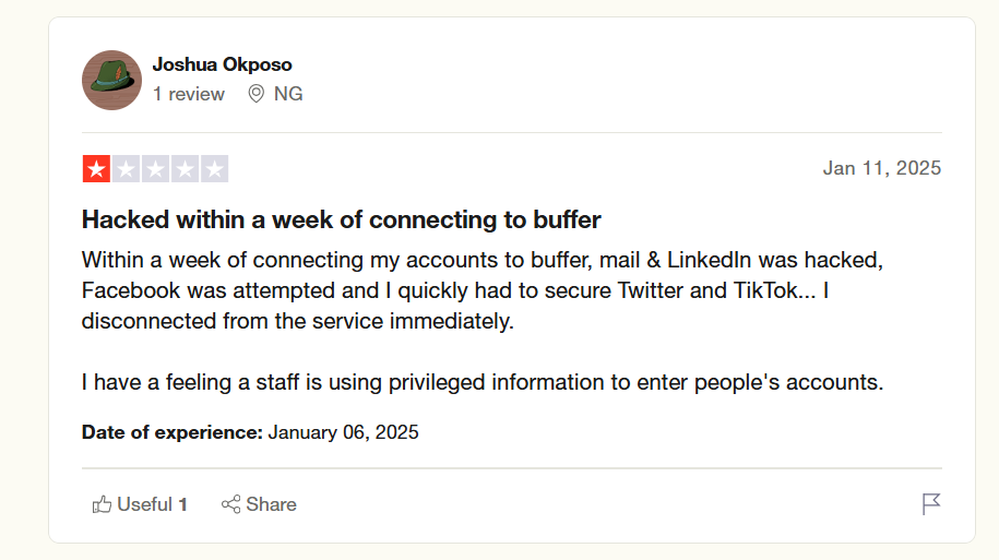 A Review Concerning Buffer’s Safety on Trustpilot