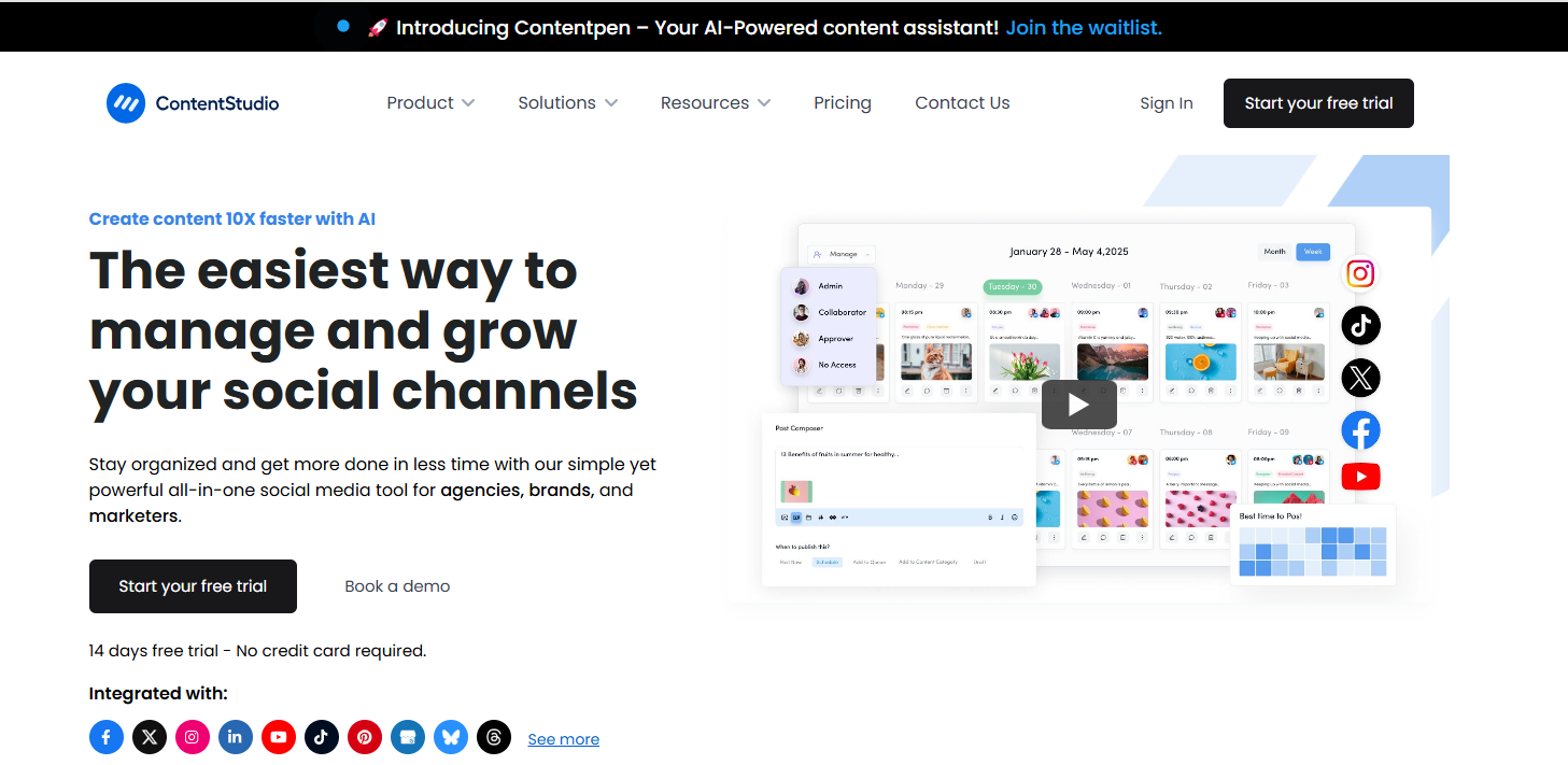 ContentStudio’s Webpage