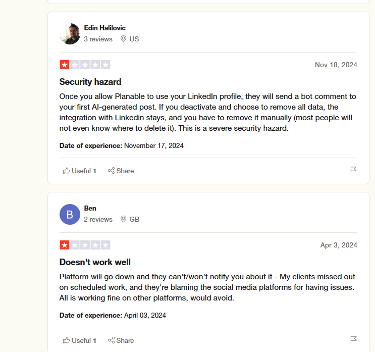 Planable’s Reviews on Trustpilot