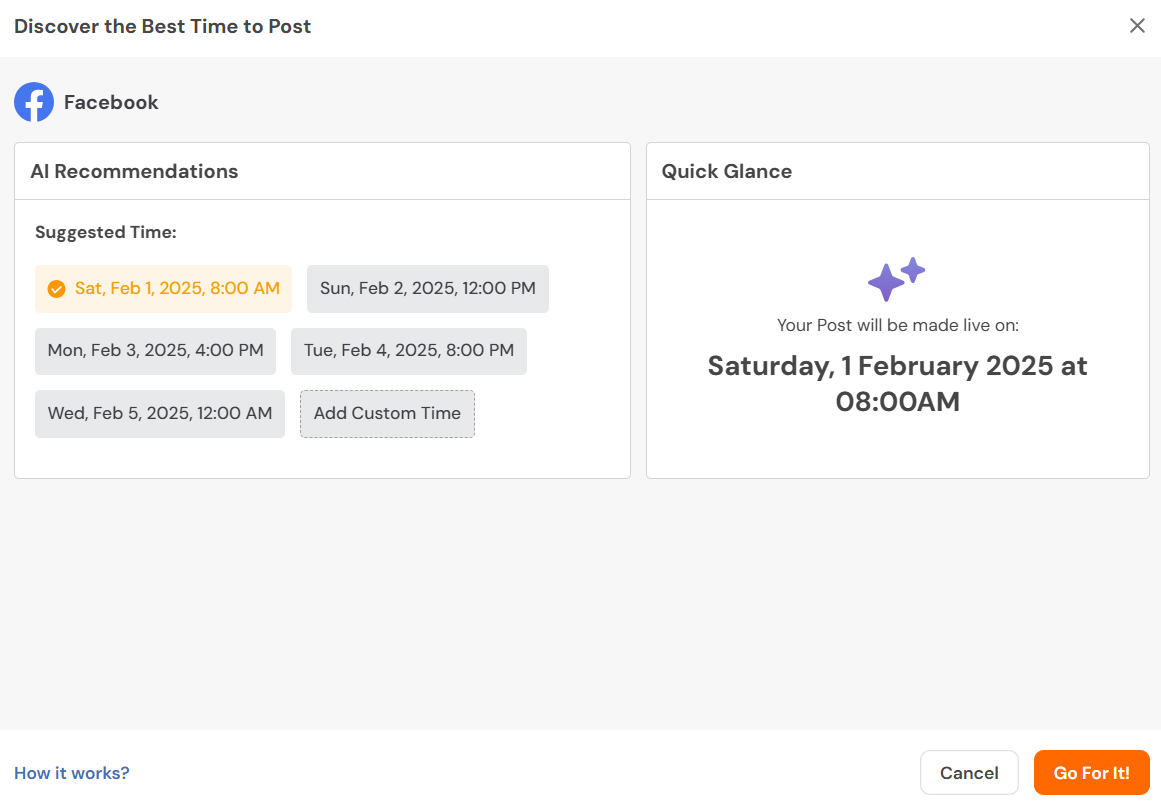 Social Champ’s AI Suggested Best Time to Post