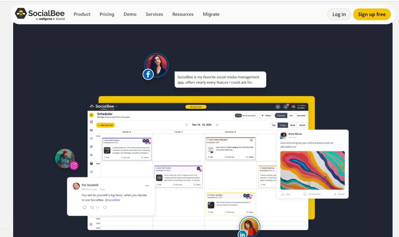 SocialBee’s Webpage