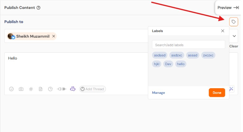 Click the Label Icon