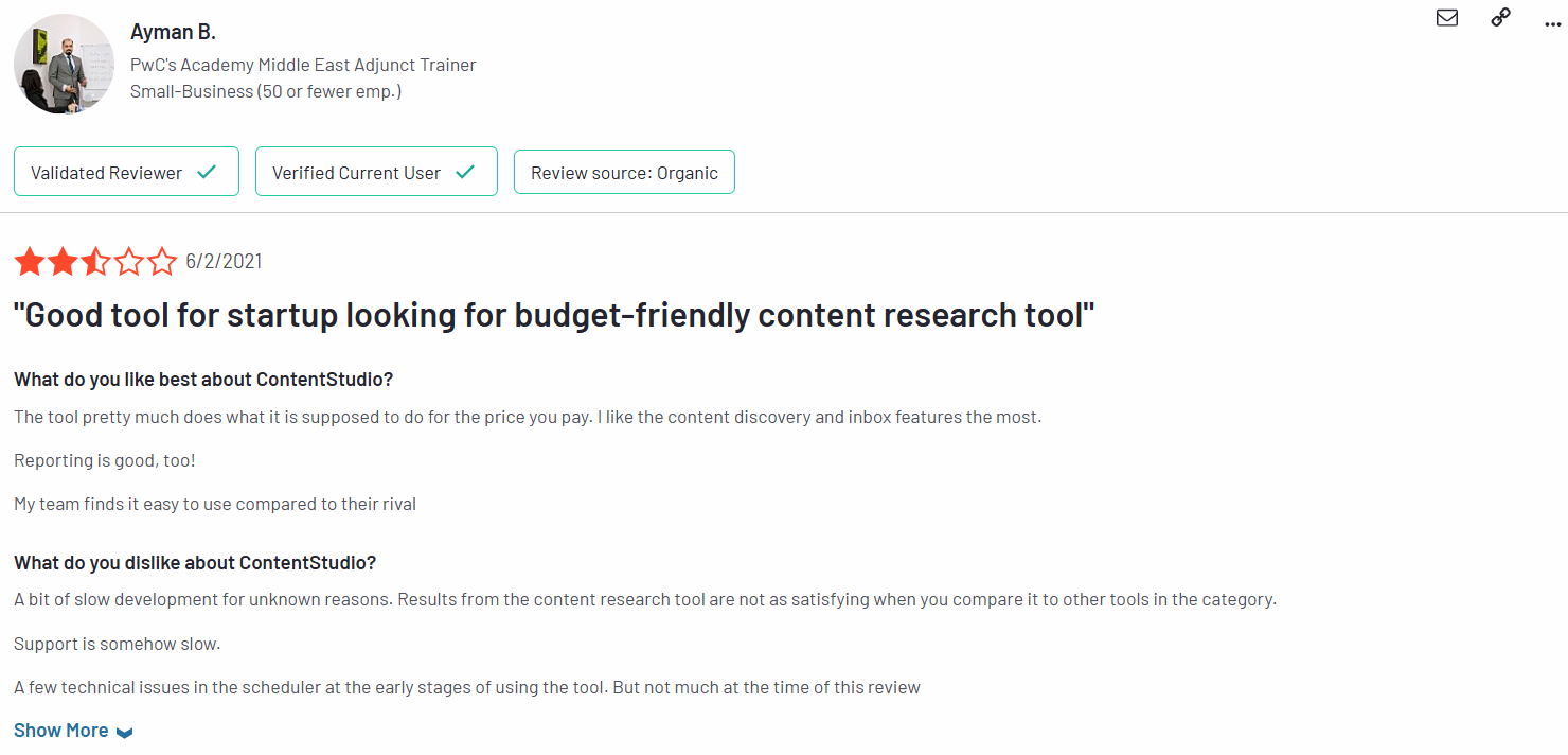 A G2 Review for ContentStudio