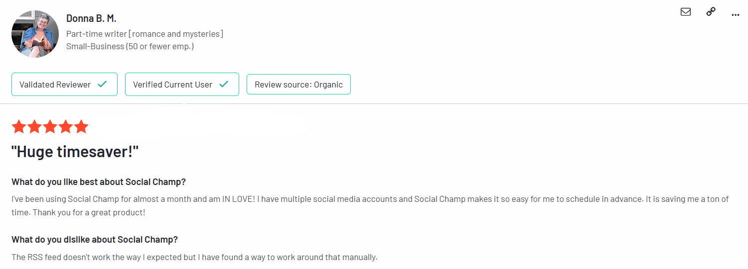 A Positive Review for Social Champ on G2
