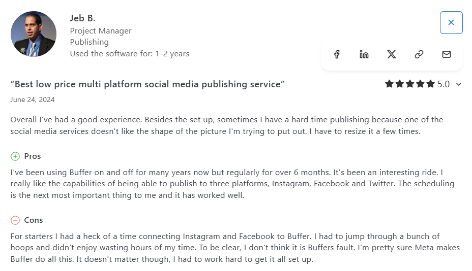 A User Review on Buffer’s Multi-Platform Scheduling