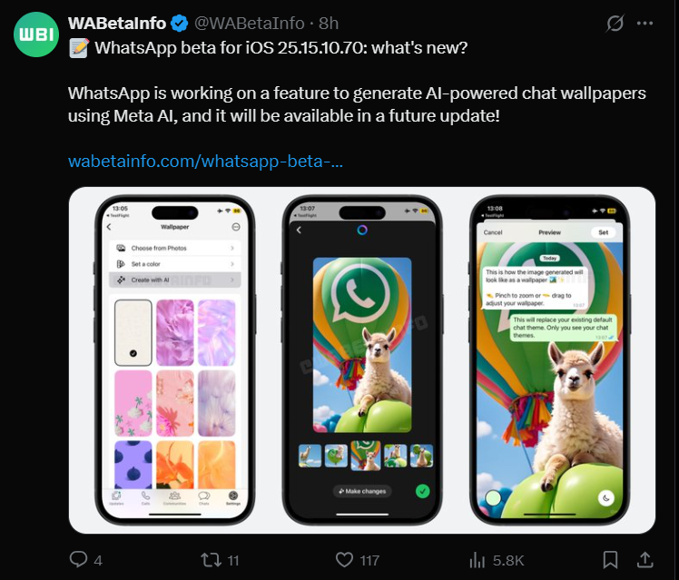 WABetaInfo's Tweet About WhatsApp's New Feature