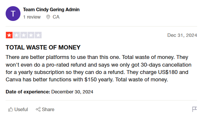 A Later User Reviewed on Trustpilot