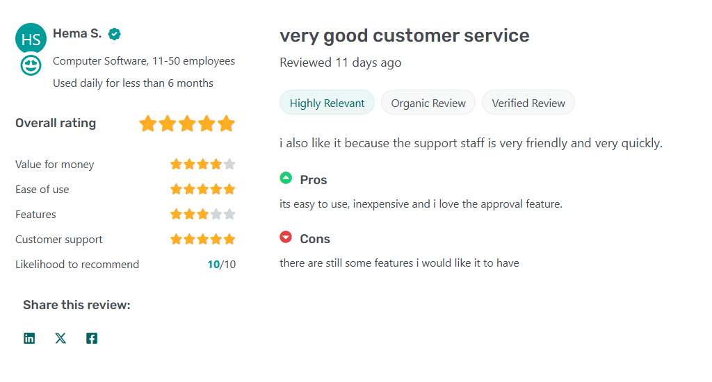 A Social Champ User Reviewed Its Good Customer Support