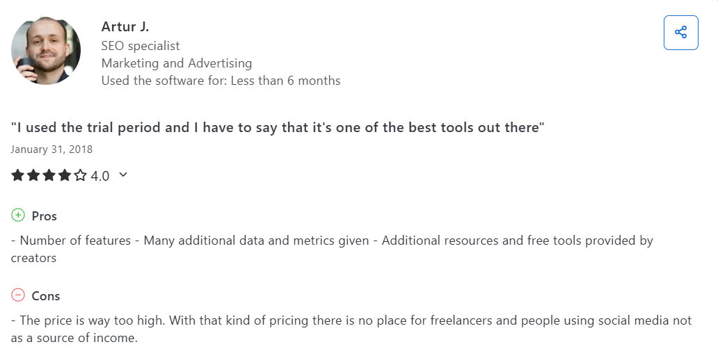 A NapoleonCat User Considered Its Pricing Expensive