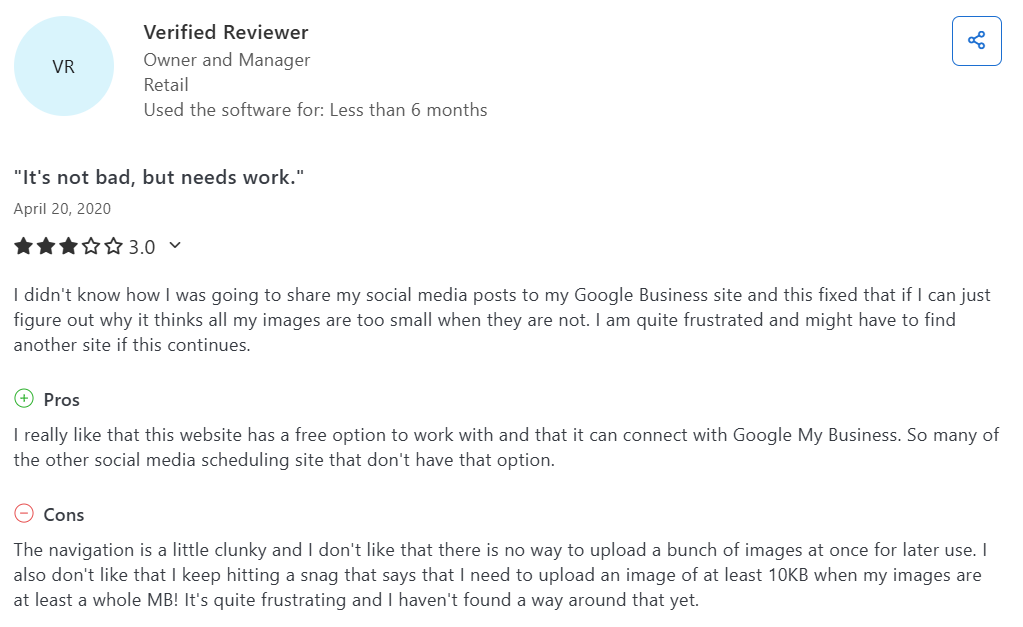 A RecurPost Reviewed With a 3-Star Rating