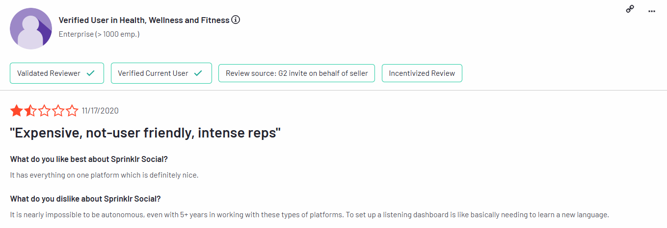A Sprinklr User Reviewed Its Pricing on G2