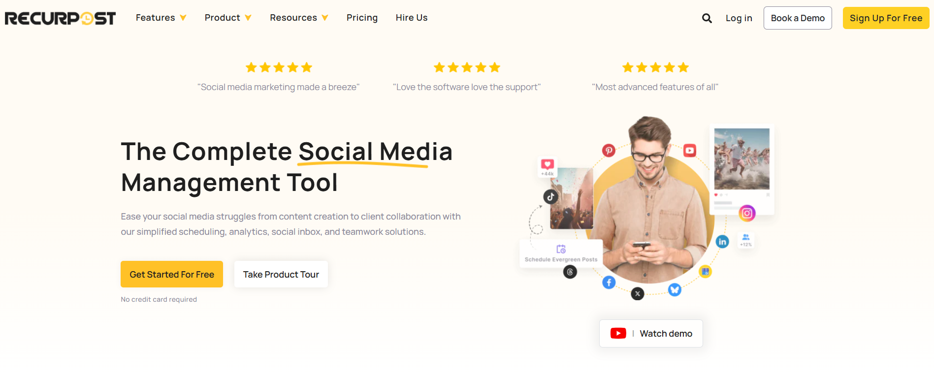 RecurPost’s Landing Page