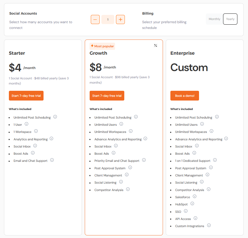 Social Champ's Pricing Plans