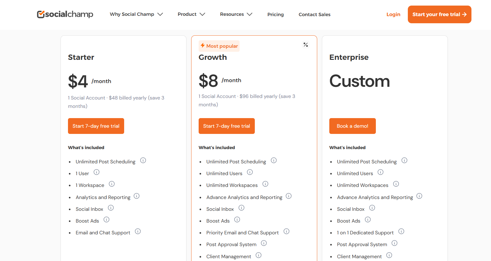 Social Champ's Pricing