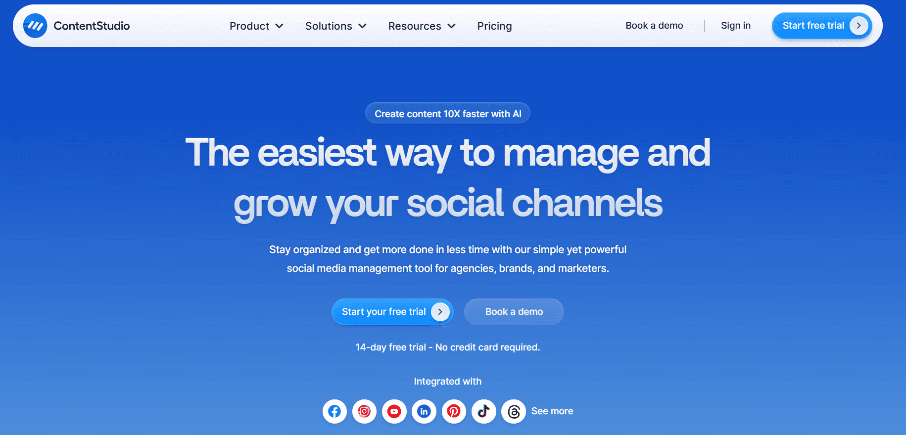 ContentStudio's Landing Page