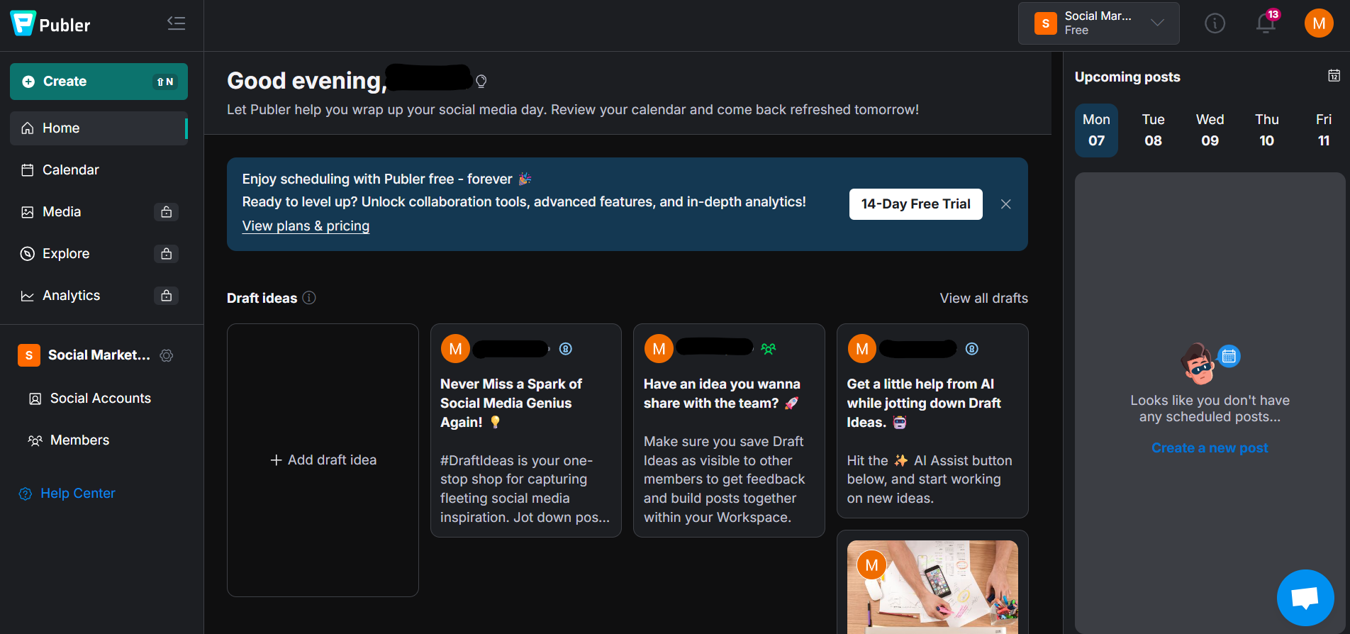 Publer's Dashboard