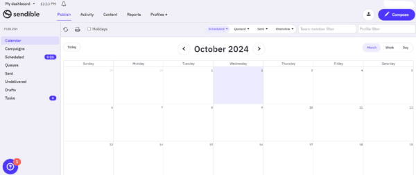 Sendible's Dashboard