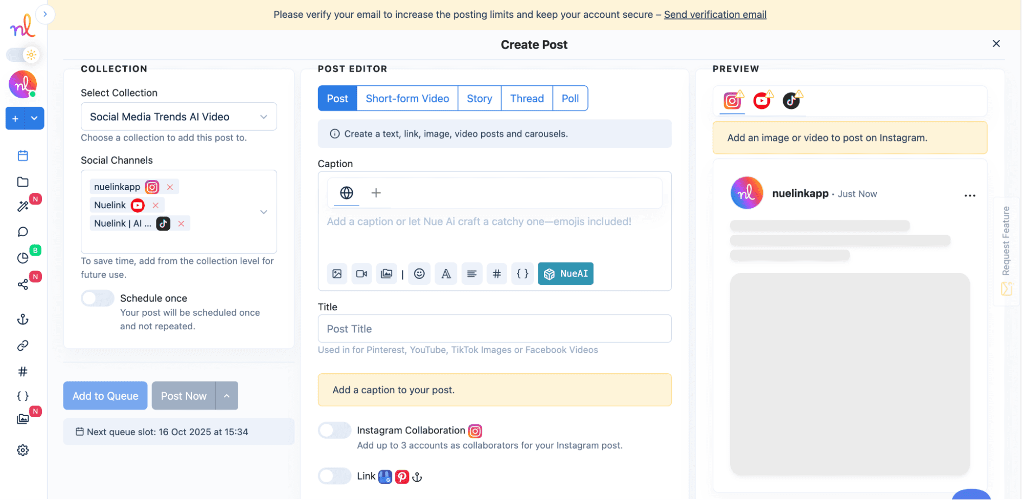 Nuelink’s Dashboard